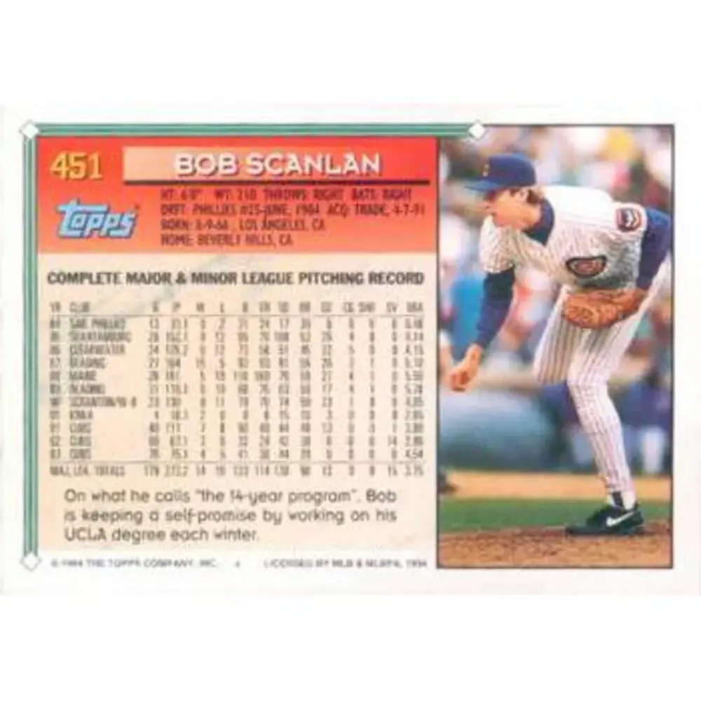 1994 Topps Bob Scanlan # 451 Chicago Cubs